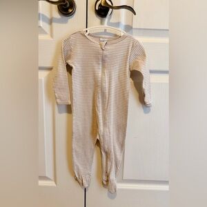 Gerber Striped 2 way Zip-Front Footie in Cream and White